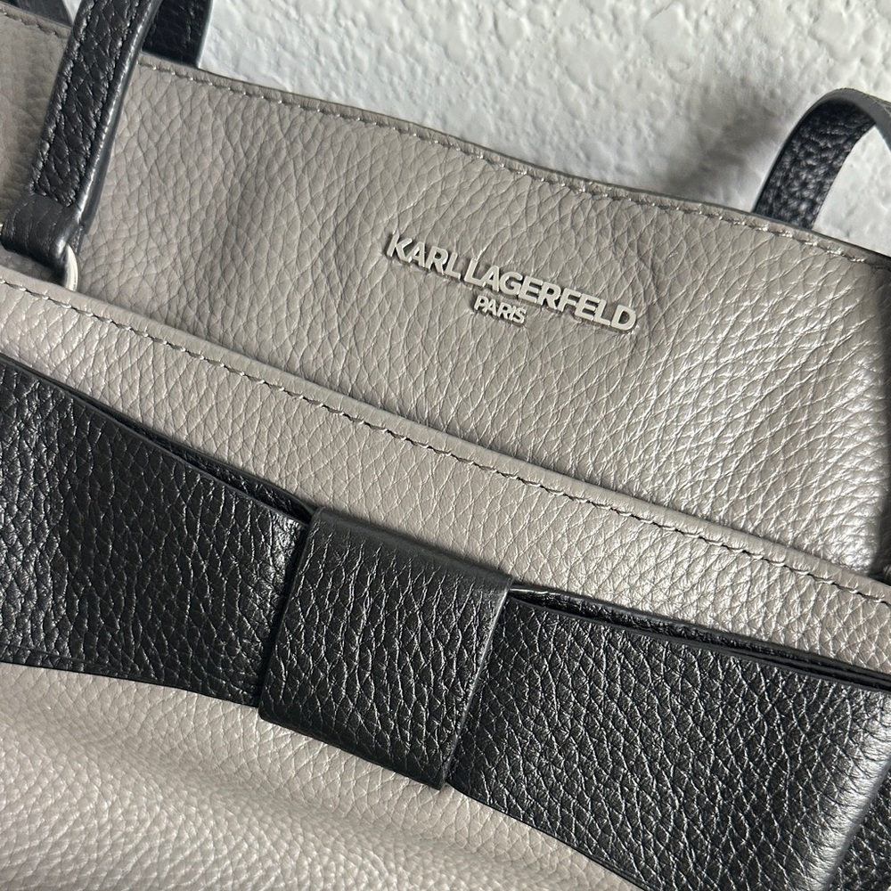 Karl Lagerfeld Black and Cream Shoulder Bag